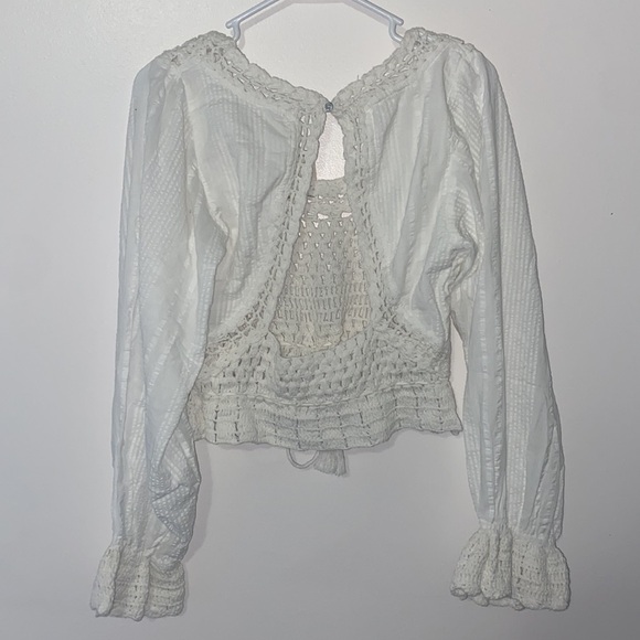 NEW Free People Megan Crochet Open Back Cotton Boho Top - Picture 11 of 11
